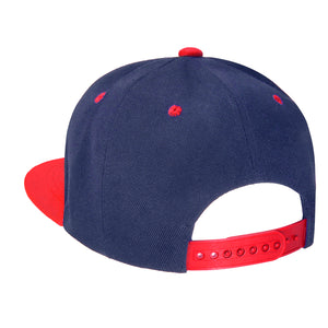 Hip Hop Style Snapback Hat Flat Bill Adjustable Size - Navy/Red